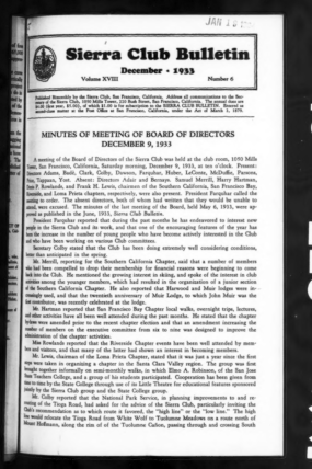 Sierra Club Bulletin 1933 Vol 18 No 6 December cover